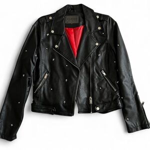 Ci Sono Black Faux Leather Jacket with Silver Studs